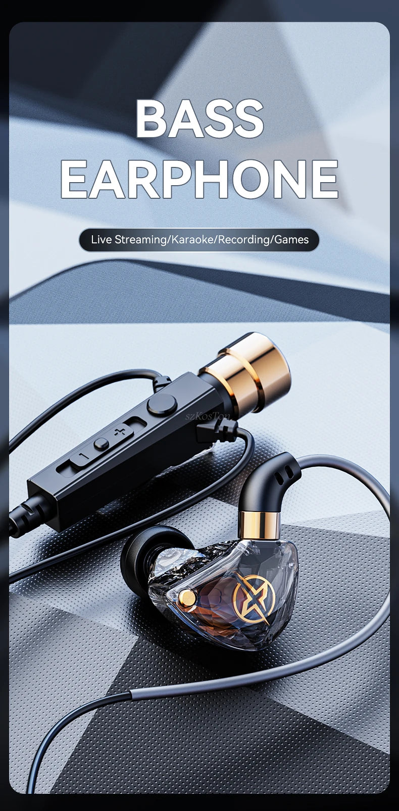 HiFi Wired Headphones with Microphone Noise-Cancelling Dynamic Earphones In Ear Earbuds Bass Headset For Sports Fitness Music