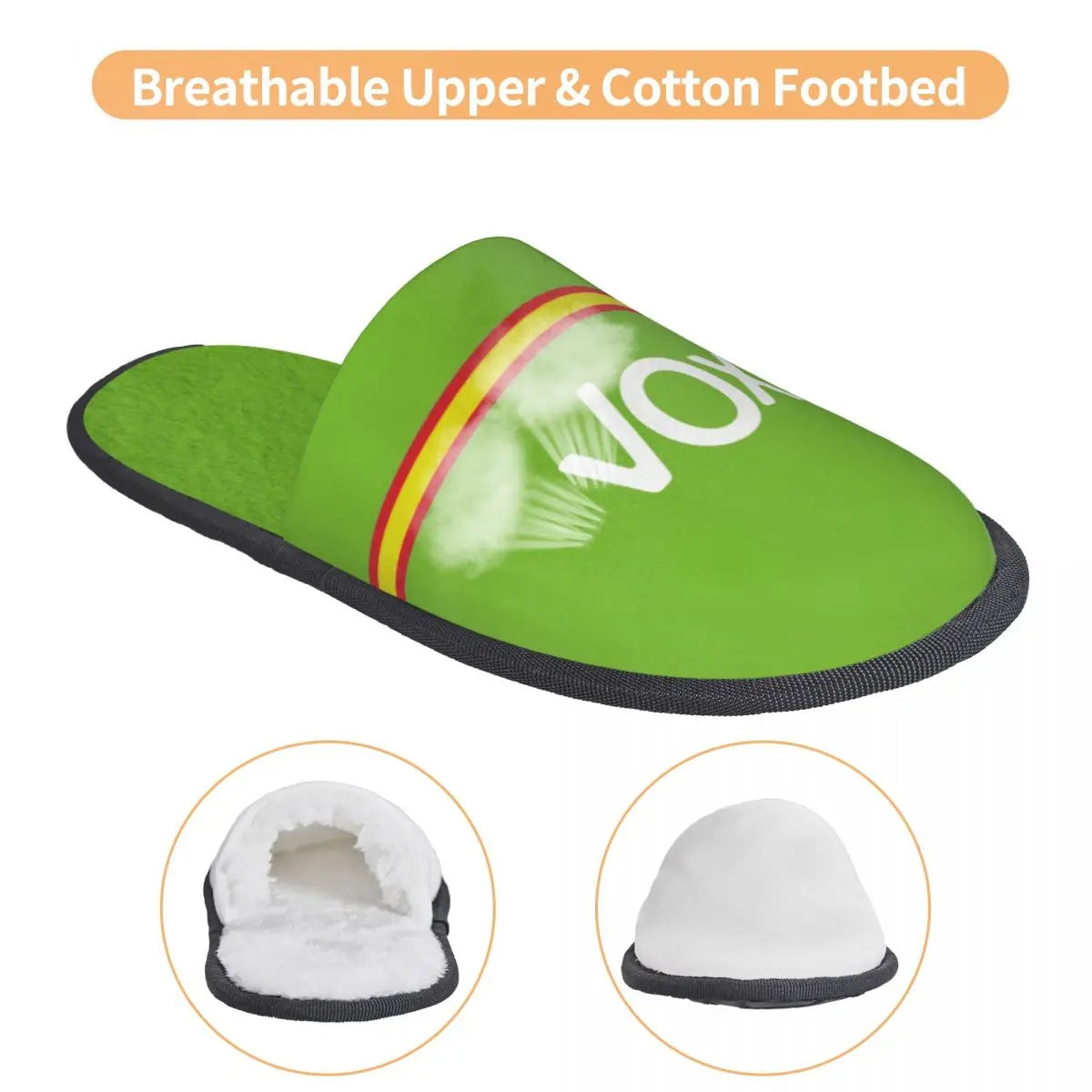 Custom Spain Vox Stripe Flag Soft Scuff With Memory Foam Slippers Women Spanish Political Party Spa House Shoes
