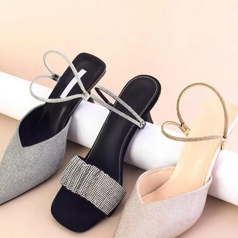 1/2Pairs Rhinestone High Heels Shoes Band Anti-loose Women Diamond Shoelaces Anti-drop Heel Straps Belt Drill Elastic Fixed Belt