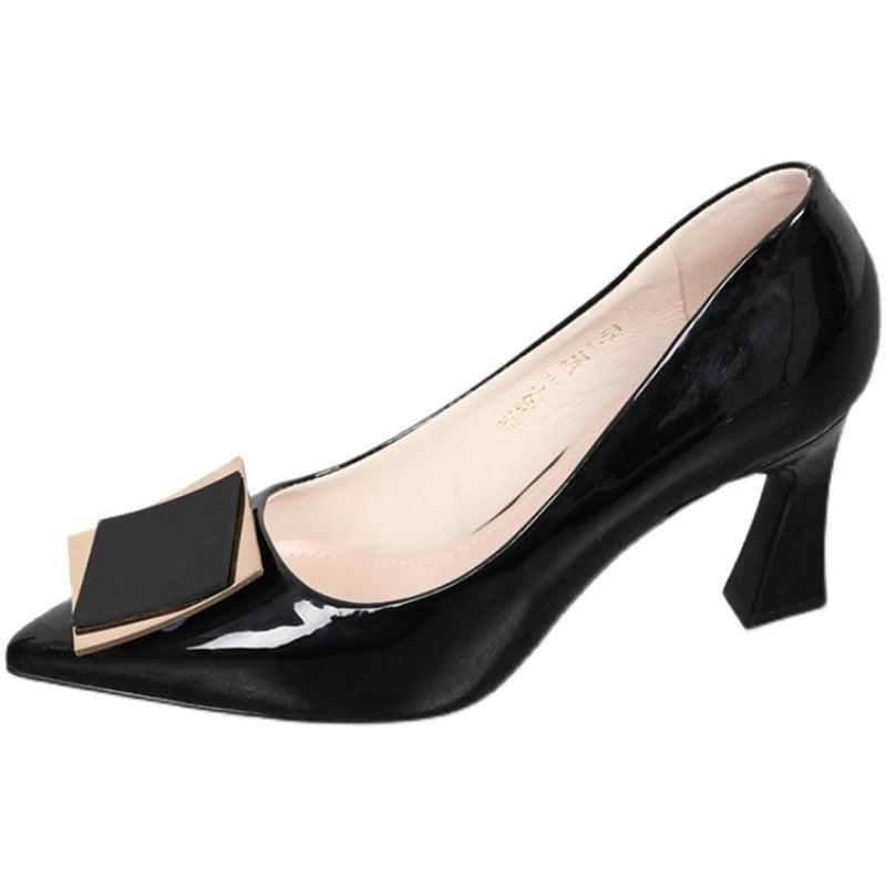 Chunky Platform Pumps Women Pointed Toe  Single Shoes Spring Autumn High Heels Woman Ankle Buckle Thick Heeled  Shoes