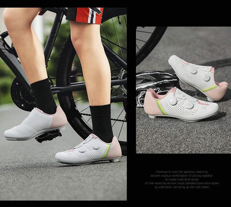 LIANYI July New Double Buckle Cycling Shoes Couple Bicycle Self-Locking SPD Road Bike MTB Cycling Sports Fitness Training Shoes