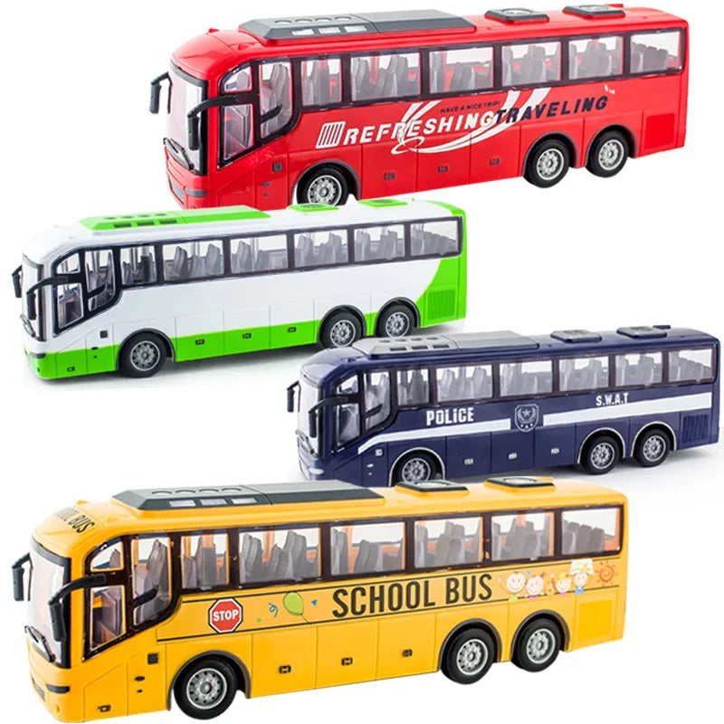 Rc Bus Electric Remote Control Car with Light Tour Bus School City Model 27Mhz Radio Controlled Machine Toys For Boys Kids