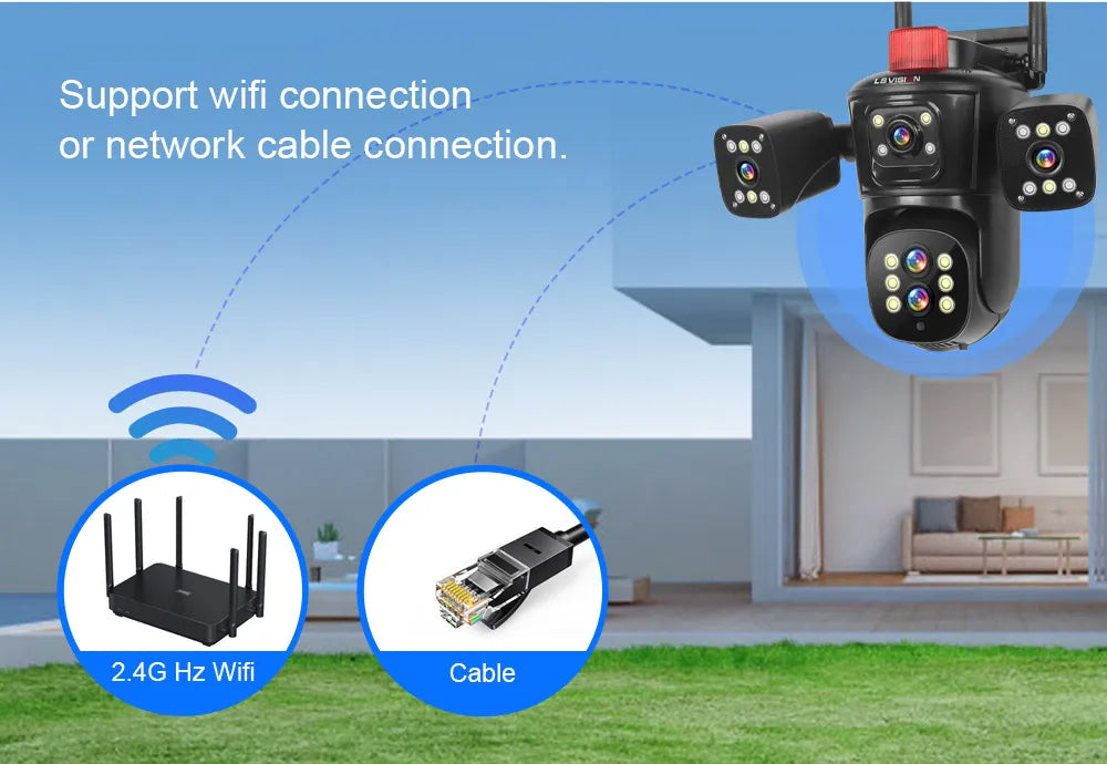 LS VISION 10K 20MP Four Screens WiFi PTZ Camera 10X Optical Zoom Auto Tracking Humanoid Detection CCTV Security Cameras Outdoor