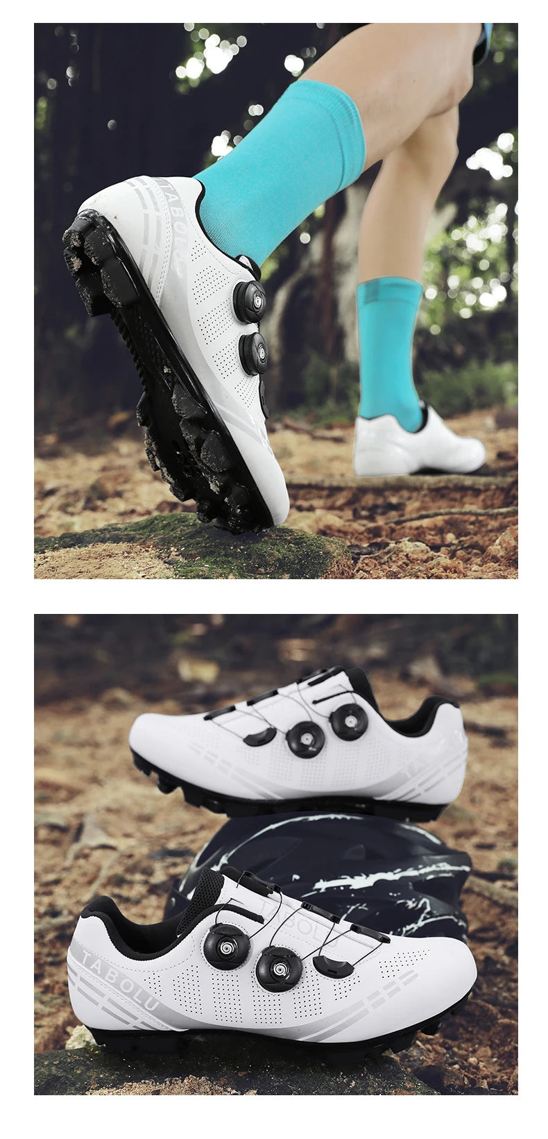 Double Buckle Cycling Shoes Men Women Nylon Bike Riding Shoes Mountain Road Bicycle Sneakers Cycling Fitness Training Shoes Male