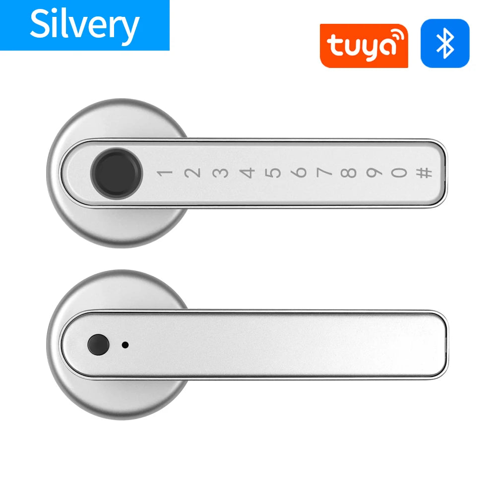 Smart Door Lock Handle With Fingerprint Key card Digital Door Lock Keypad Key Entry electronic lock Mobile APP Control