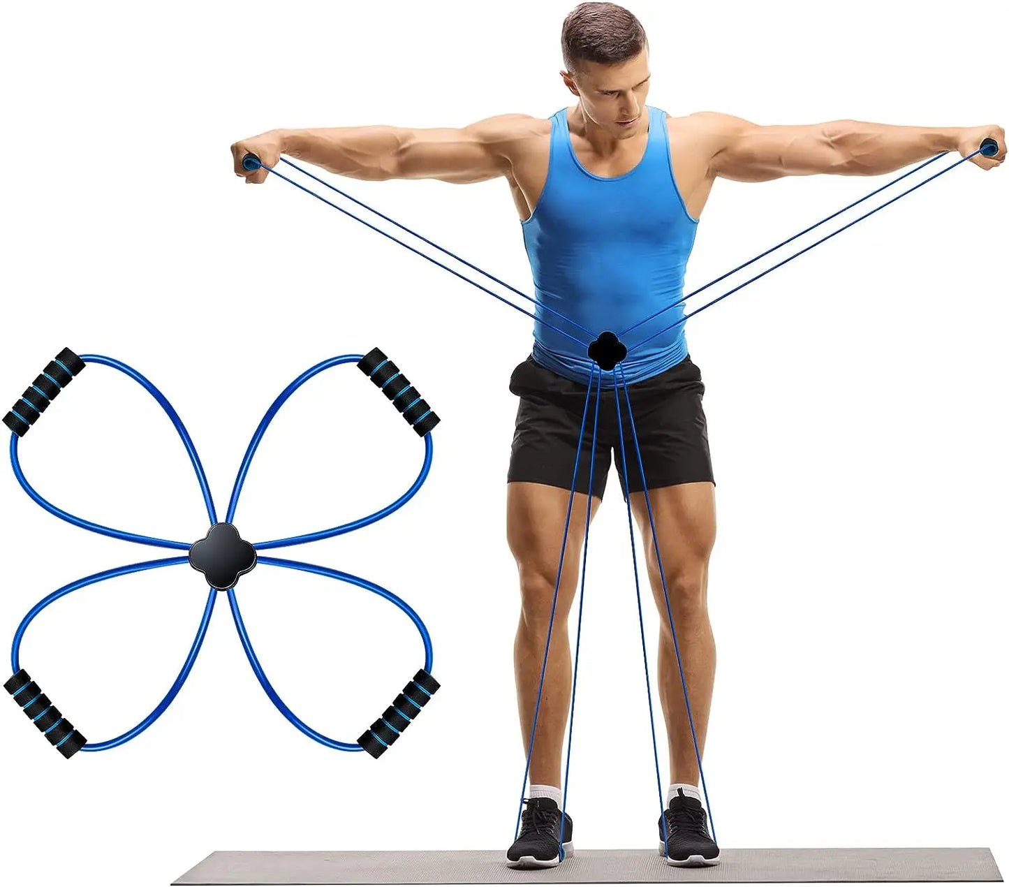 Pilates Resistance Band Cross Exercise Band Elastic Loop Tube Strap with Comfort Grips Fitness Equipment for Home Yoga Workout