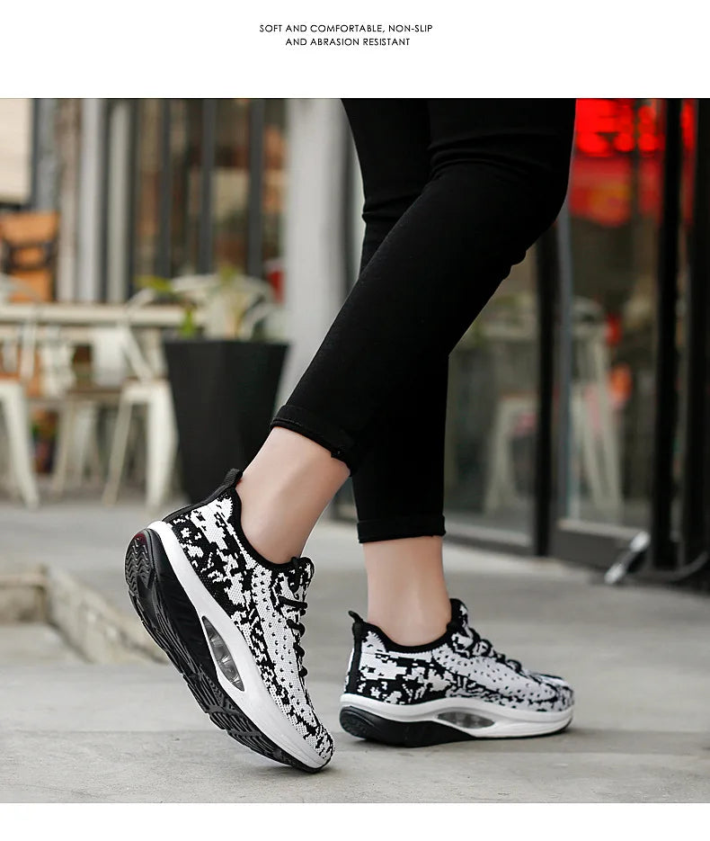 Women's Sneakers Platform Toning Wedge Zapatillas Sports Shoes for Woman Swing Slimming Sneakers Fitness Gym Walking Footwear88