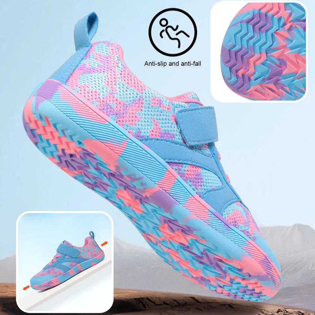 Kids Wide Barefoot Shoes Breathable Minimalist Sports Shoes Lightweight Running Shoes Fitness Trail Running Shoes