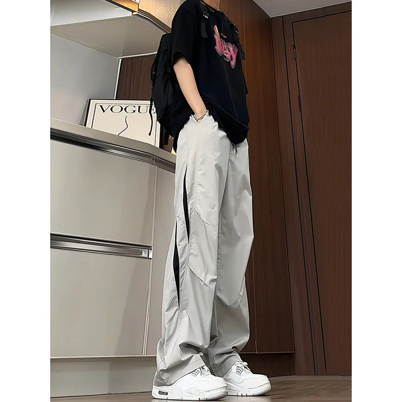 Quick-drying Jacket Men's Autumn Spliced   mesh Breathable Pants American Paratrooper Overalls