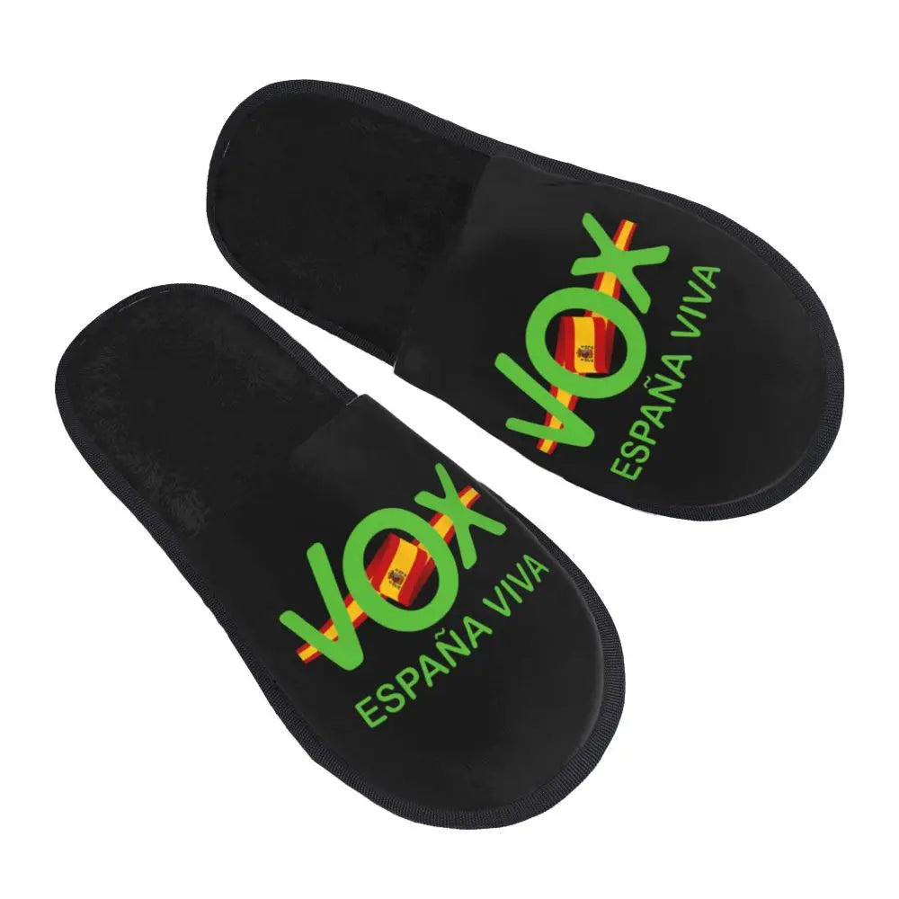 Custom Spain Vox Stripe Flag Soft Scuff With Memory Foam Slippers Women Spanish Political Party Spa House Shoes