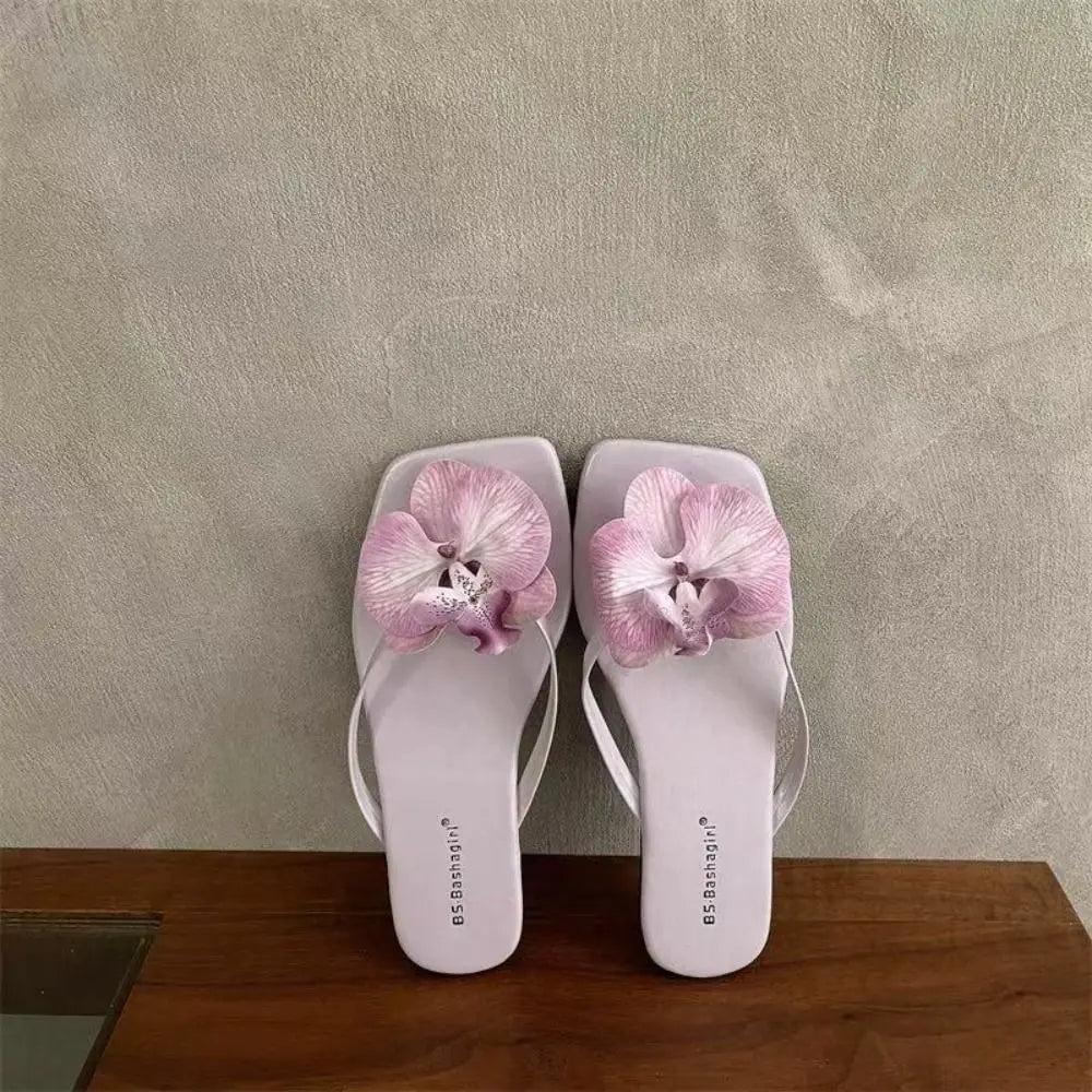 Casual Sweet Butterfly Orchid Slipper Elegant Summer Flower Flip Flops Out Wear Vacation Women's Sandals Outdoor