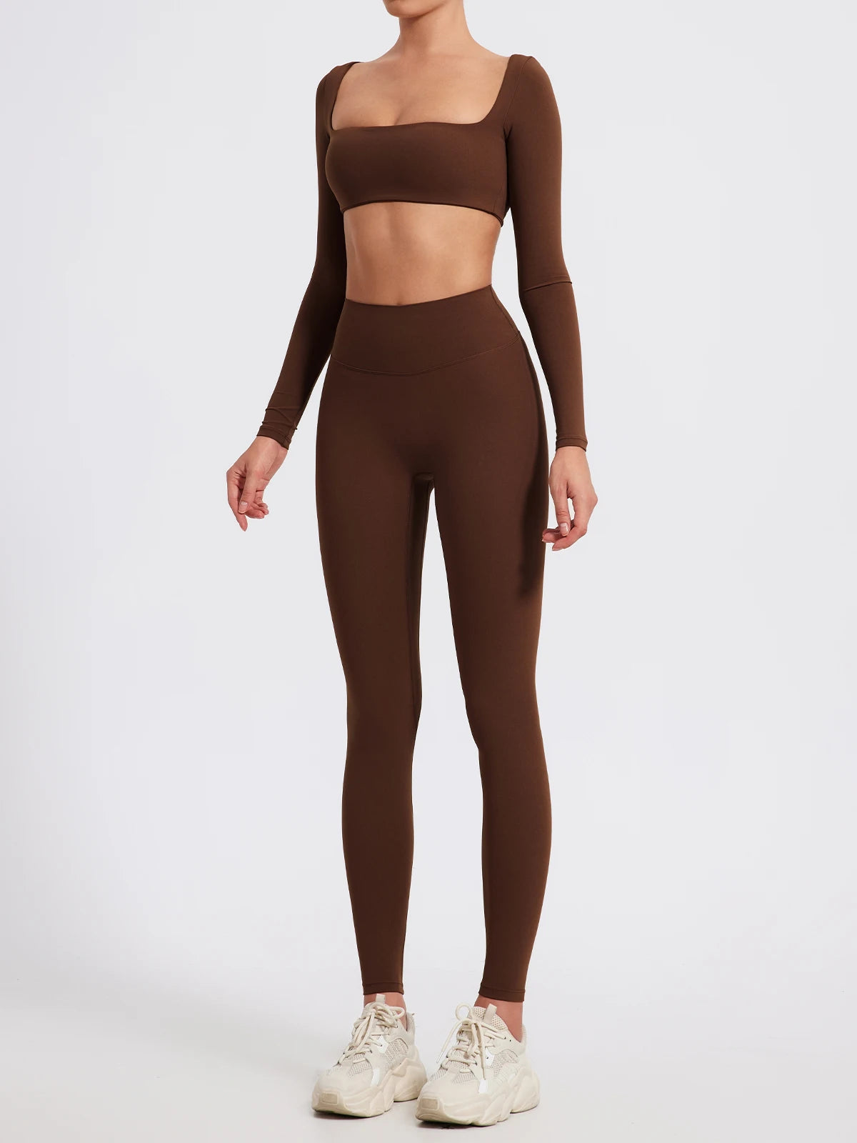 Hearuisavy Summer Quick Dry Square Neck Activewear Women Gym Top Fitness Sports Crop Top Female Casual Long Sleeve Yoga Clothes