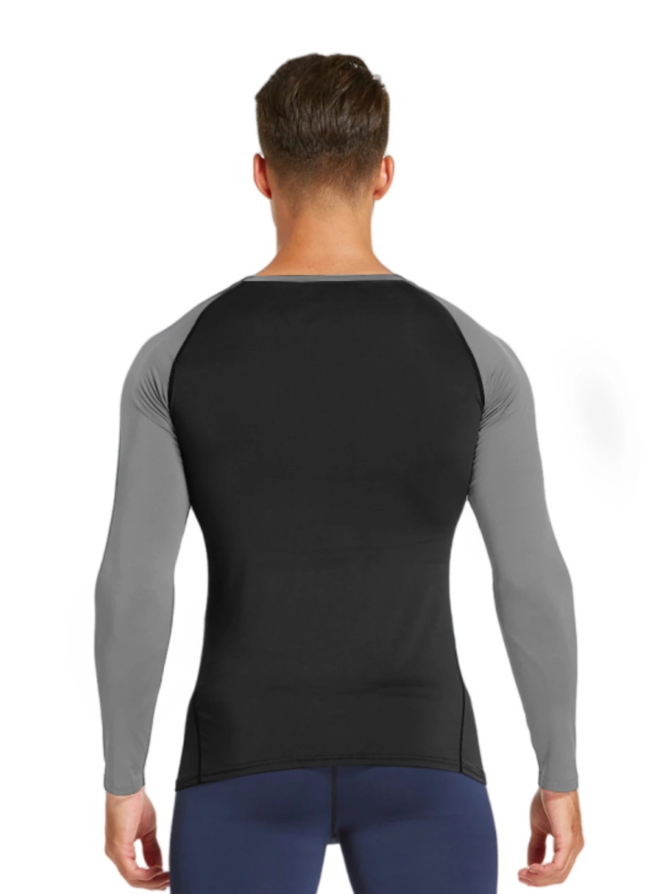 Men's Quick Dry Breathable Color Blocking Slim Long Sleeve High Stretch Base Layer Outdoor Jogging, Fitness Training Activity