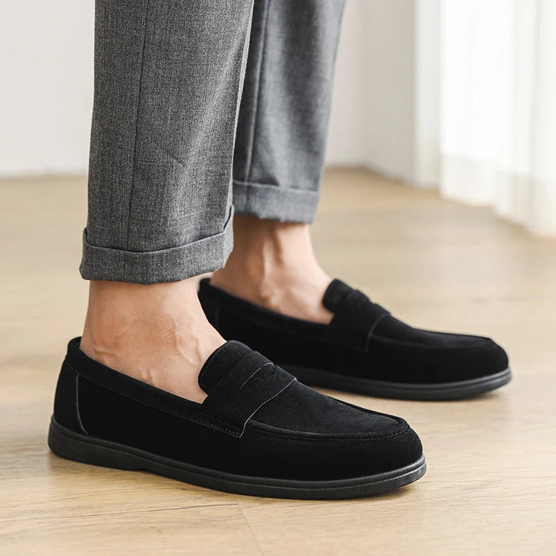 Genuine Leather Men Casual Shoes Luxury Brand Breathable Slip on Black Driving Shoes Moccasins Plus Size 39-45 Soft Men Loafers