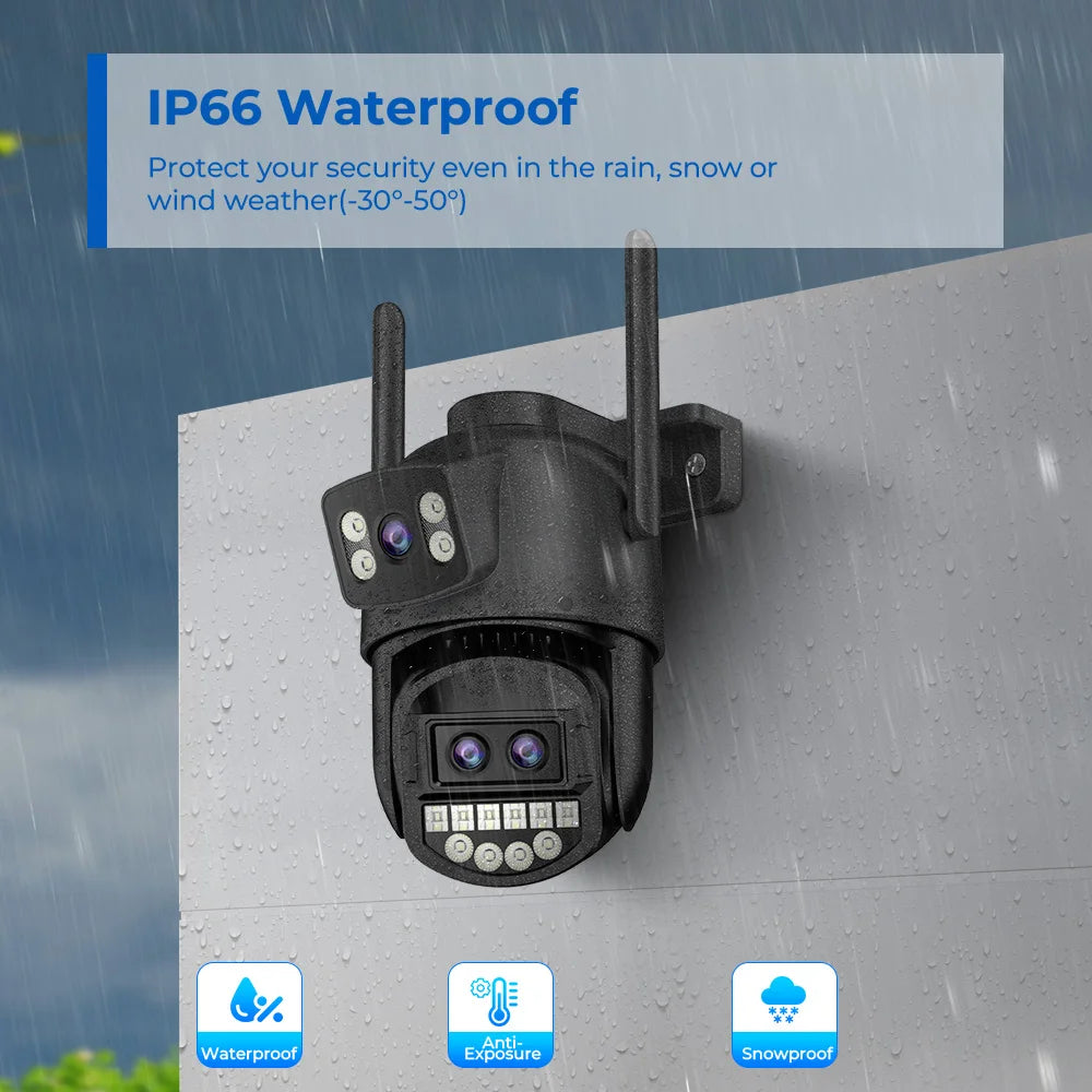 12MP 6K PTZ Wifi Camera 8X Digital Zoom Outdoor Dual Screens Wifi Surveillance Camera Night Vision CCTV IP Security Camera ICSEE