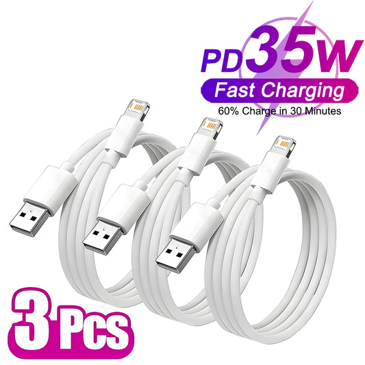 1-3 PCS PD 35W USB Cable for iPhone 16 15 14 13 12 11 Pro Max Plus XR XS Fast Charging USB C Charger Cable Date Wire Accessories