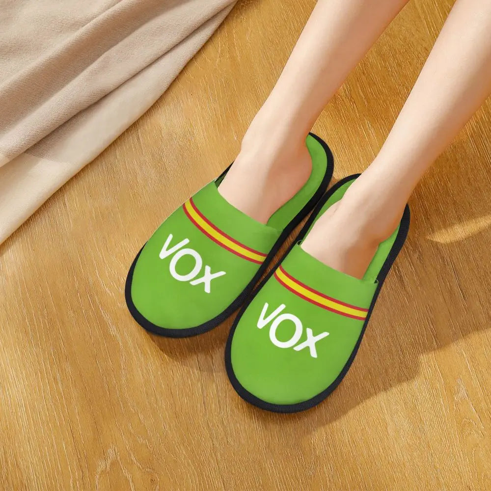 Custom Spain Vox Stripe Flag Soft Scuff With Memory Foam Slippers Women Spanish Political Party Spa House Shoes