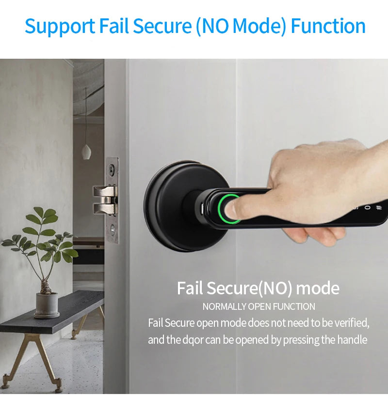 Smart Door Lock Handle With Fingerprint Key card Digital Door Lock Keypad Key Entry electronic lock Mobile APP Control