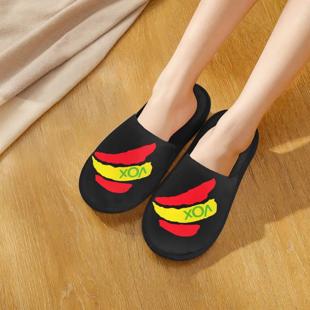 Custom Spain Vox Stripe Flag Soft Scuff With Memory Foam Slippers Women Spanish Political Party Spa House Shoes