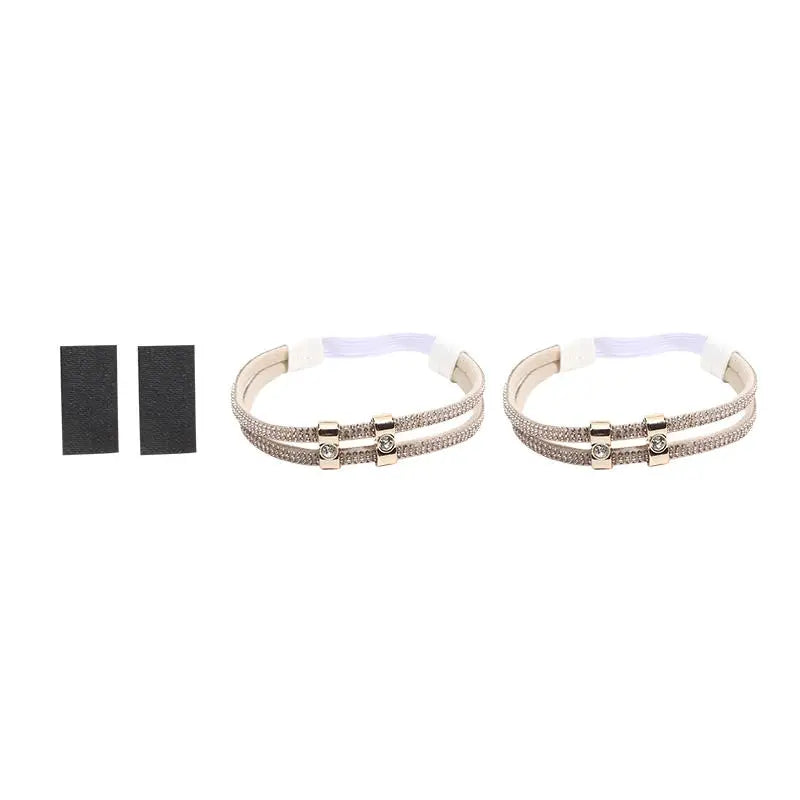 1/2Pairs Rhinestone High Heels Shoes Band Anti-loose Women Diamond Shoelaces Anti-drop Heel Straps Belt Drill Elastic Fixed Belt