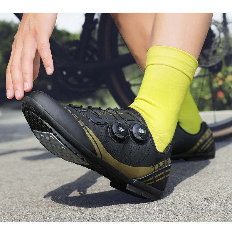 Double Buckle Cycling Shoes Men Women Nylon Bike Riding Shoes Mountain Road Bicycle Sneakers Cycling Fitness Training Shoes Male