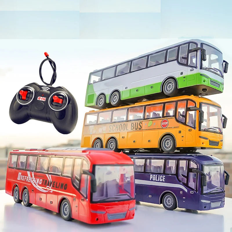 Rc Bus Electric Remote Control Car with Light Tour Bus School City Model 27Mhz Radio Controlled Machine Toys For Boys Kids