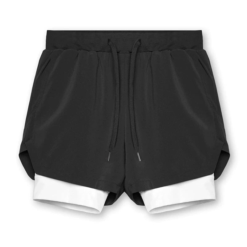 Men's 2-in-1 Running Shorts Quick Dry Gym Sports Shorts Double Layer Breathable Beach Fitness Inner Lining Summer 2025