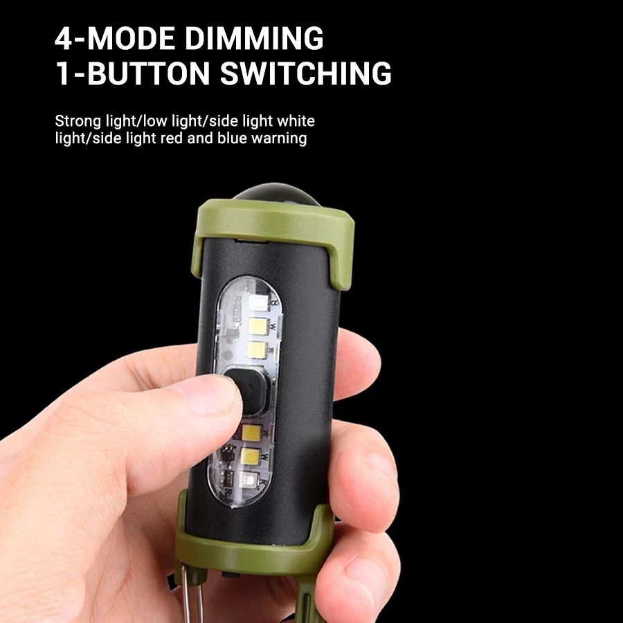 Mini Keychain Flashlight Rechargeable Pocket COB Working Light Outdoor Hook Emergency Warning Light for Camping Walking Hiking