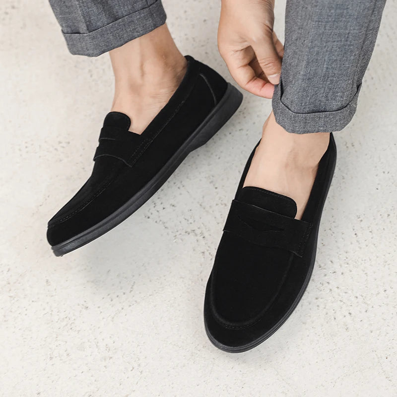Genuine Leather Men Casual Shoes Luxury Brand Breathable Slip on Black Driving Shoes Moccasins Plus Size 39-45 Soft Men Loafers