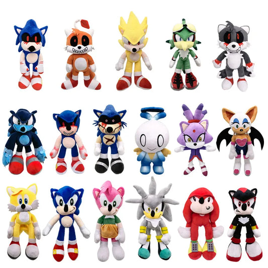 27-35cm Sonic Plush Stuffed Toys Shadow Tails Jet the Hawk Blaze the Cat Soft the Hedgehog Plushies Doll Kids Birthday Gifts Toy