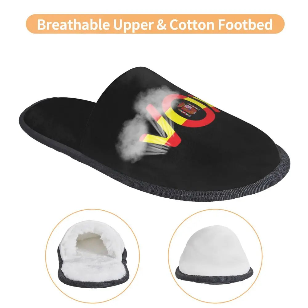 Custom Spain Vox Stripe Flag Soft Scuff With Memory Foam Slippers Women Spanish Political Party Spa House Shoes