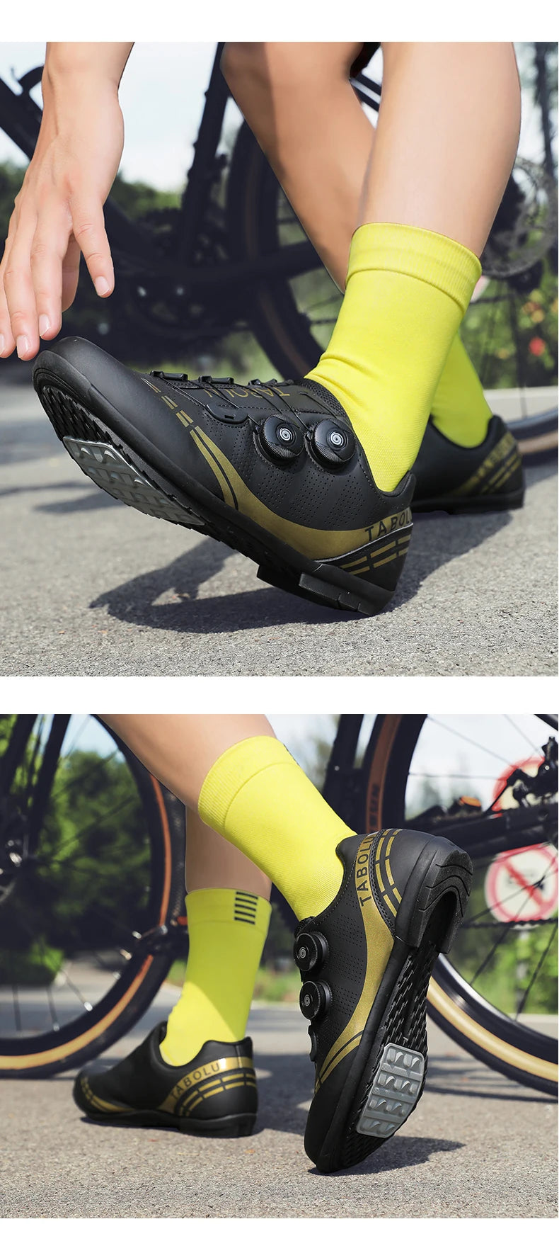 Double Buckle Cycling Shoes Men Women Nylon Bike Riding Shoes Mountain Road Bicycle Sneakers Cycling Fitness Training Shoes Male