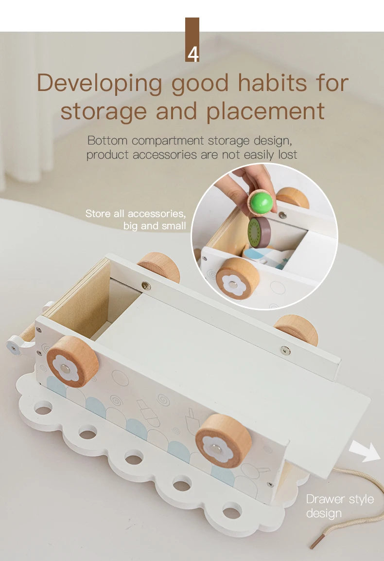 Wooden Ice Cream Girl Toy Kitchen Pretend Play Toys Kitchen Accessories Simulation Ice Cream Shop Montessori Education Toy Gifts