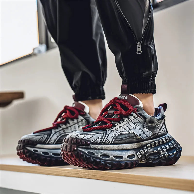 Retro Autumn Low-top Thick-sole Dad Shoes Men's Fashionable Breathable Comfortable Casual Shoes  Outdoor Walking Fitness Youth