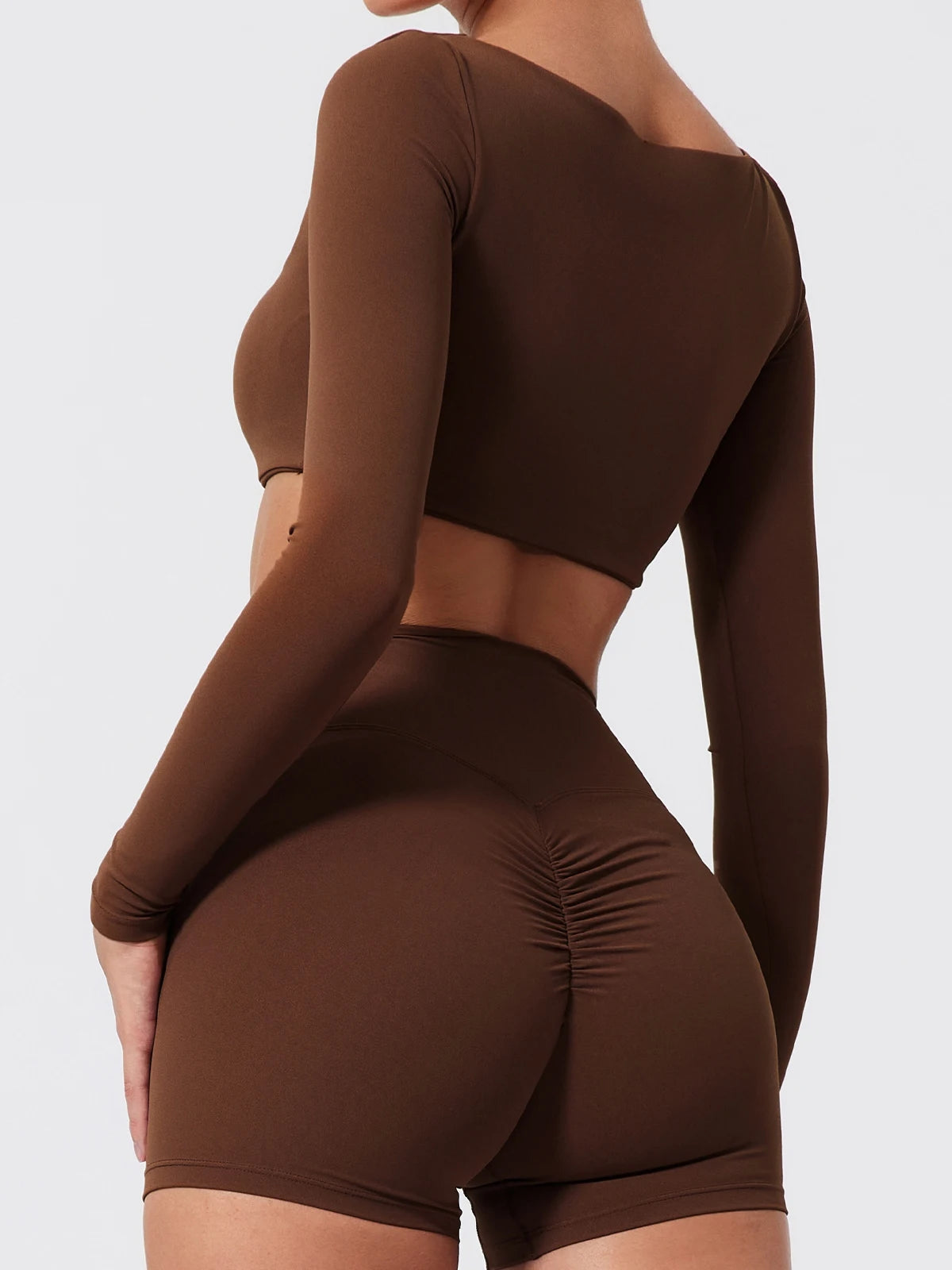 Hearuisavy Summer Quick Dry Square Neck Activewear Women Gym Top Fitness Sports Crop Top Female Casual Long Sleeve Yoga Clothes