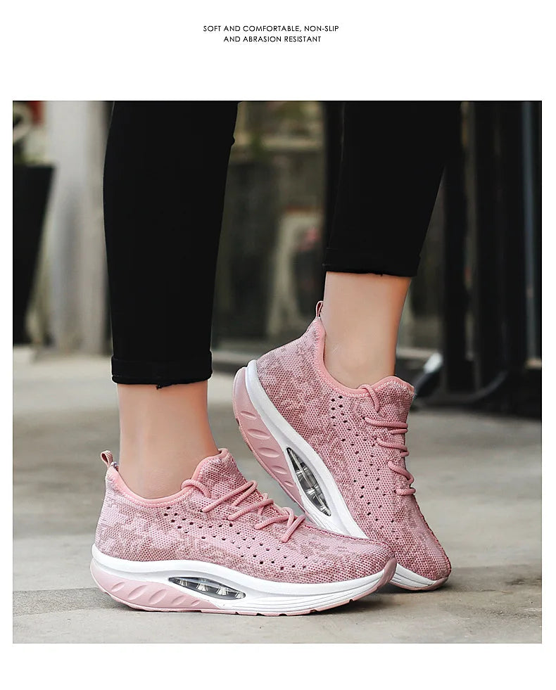 Women's Sneakers Platform Toning Wedge Zapatillas Sports Shoes for Woman Swing Slimming Sneakers Fitness Gym Walking Footwear88