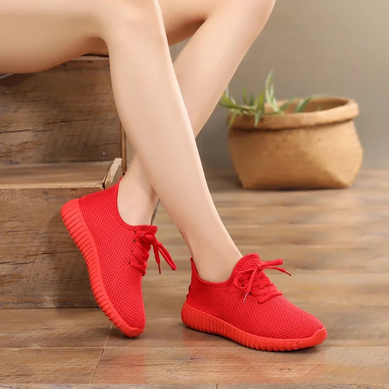 Women's Vulcanize Shoes 2025 Autumn Sneakers Solid Black Red Shoes Gym Fitness Trainers Walking Sport Shoes Female Zapatos Mujer