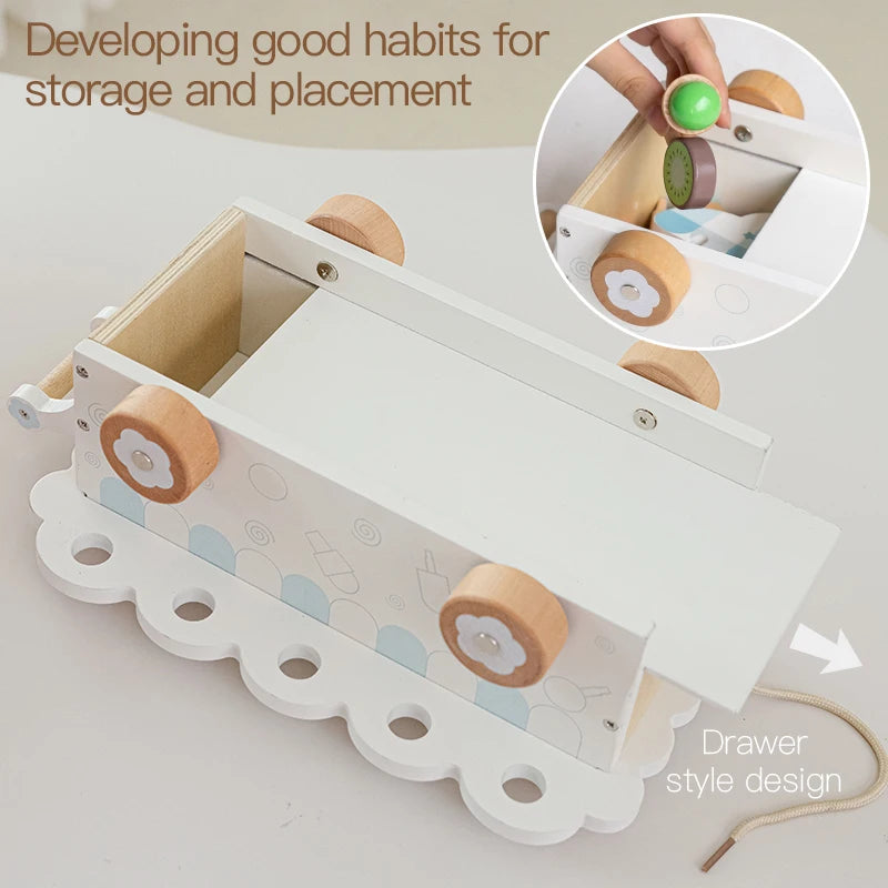 Wooden Ice Cream Girl Toy Kitchen Pretend Play Toys Kitchen Accessories Simulation Ice Cream Shop Montessori Education Toy Gifts