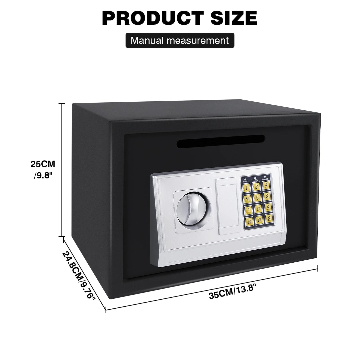 16L Large Security Box Electronic Digital Steel Safe Home Office Money Cash Safety Box Electronic Security - 2 Lock Types 2 Keys