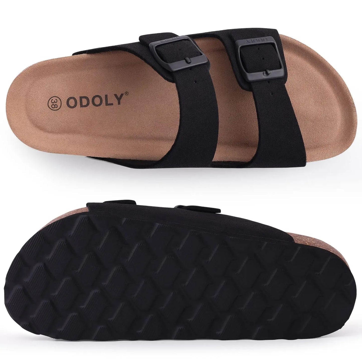 KIDMI Cork Clogs Slippers For Women Cork Footbed Beach Sandals Outdoor Suede Clogs Sandals With Adjustable Buckle Men Sandals