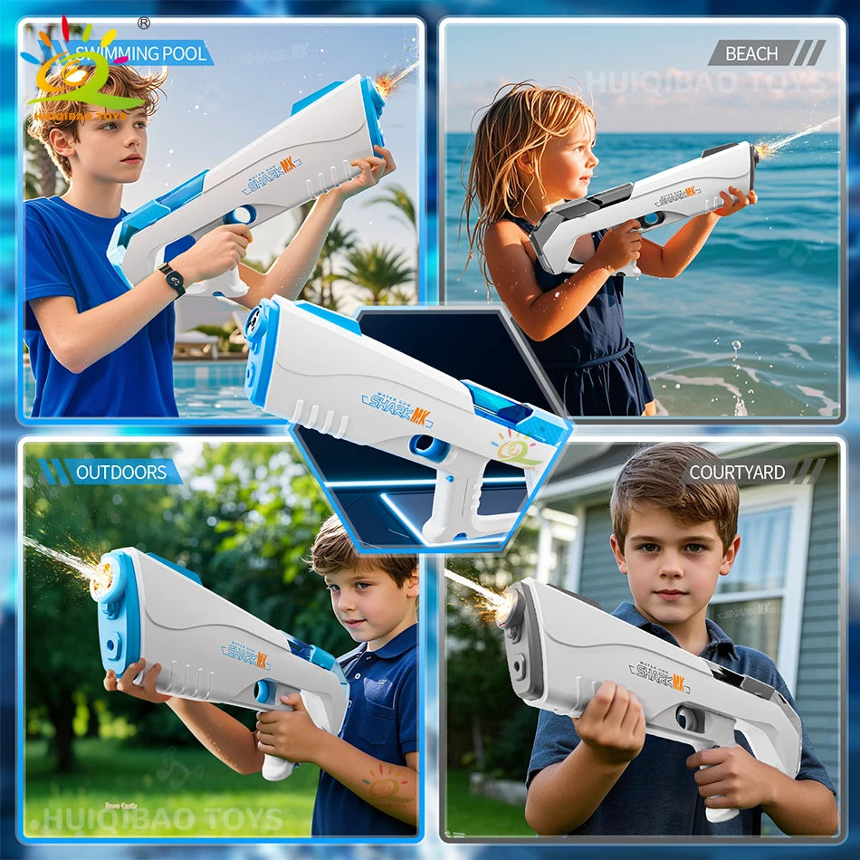 HUIQIBAO 2025 Fully automatic Pulse Electric Space Water Gun Outdoor Beach Water Battle Toy Summer Game Toys for Adult Gift