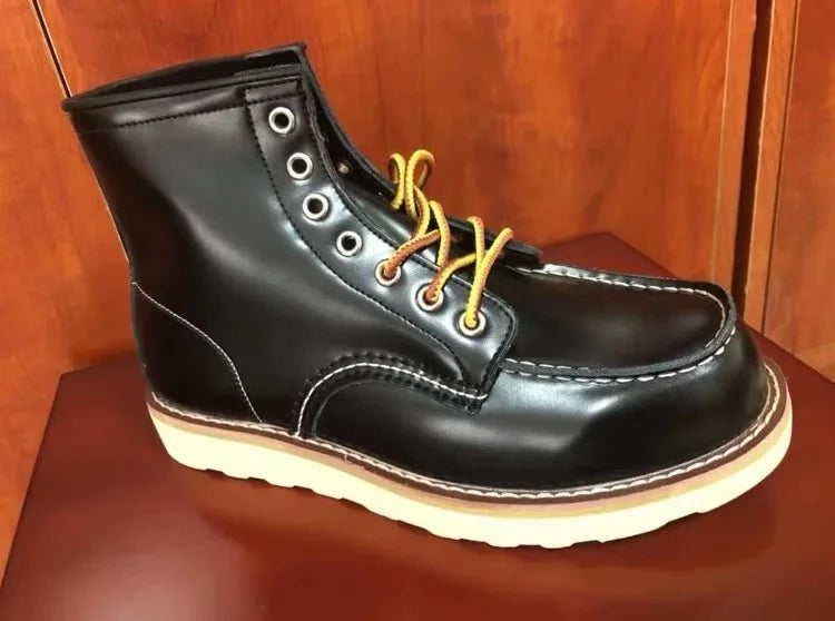 Red Black Winter Mens Shoes Desert Keep Warm Vintage Culture Rookie Men Genuine Leather Motorcycle Boots Men Western