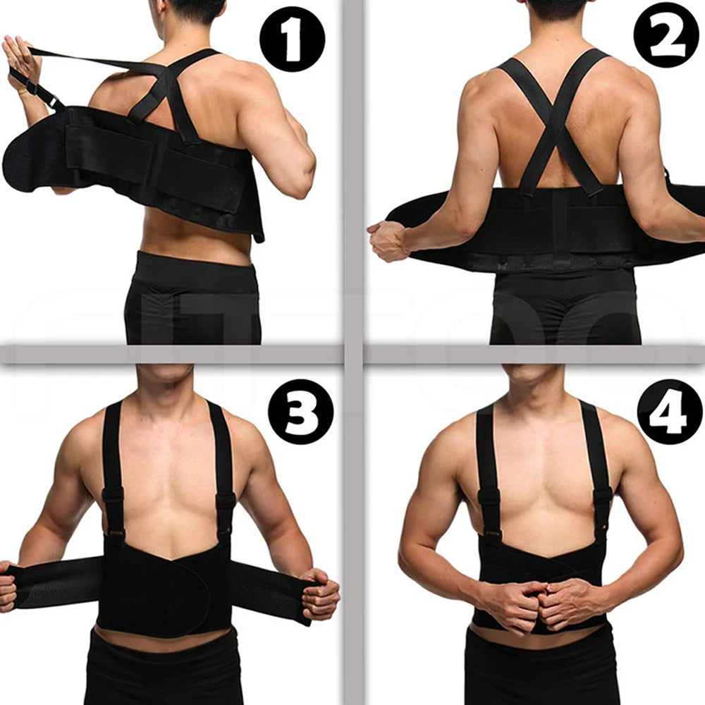 Weight Lifting Training Heavy Duty Lower Back Waist Support Belt Brace Suspenders Working Fitness Exercise Lumbar Support Straps