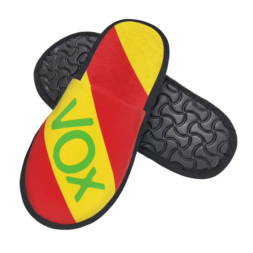 Custom Spain Vox Stripe Flag Soft Scuff With Memory Foam Slippers Women Spanish Political Party Spa House Shoes