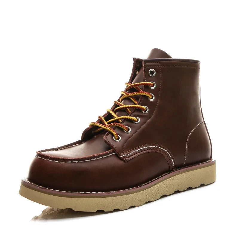 Red Black Winter Mens Shoes Desert Keep Warm Vintage Culture Rookie Men Genuine Leather Motorcycle Boots Men Western