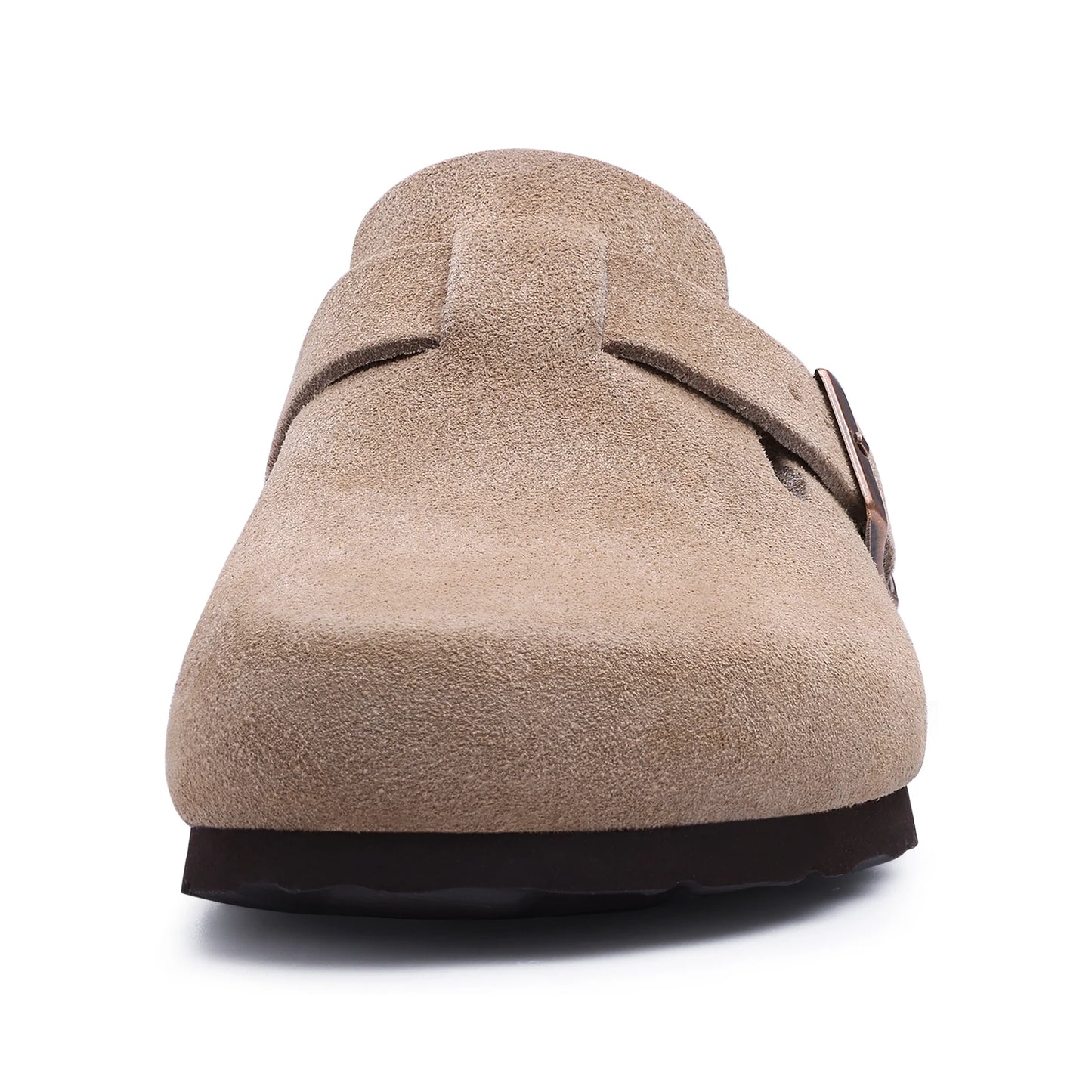 KIDMI Cork Clogs Slippers For Women Cork Footbed Beach Sandals Outdoor Suede Clogs Sandals With Adjustable Buckle Men Sandals