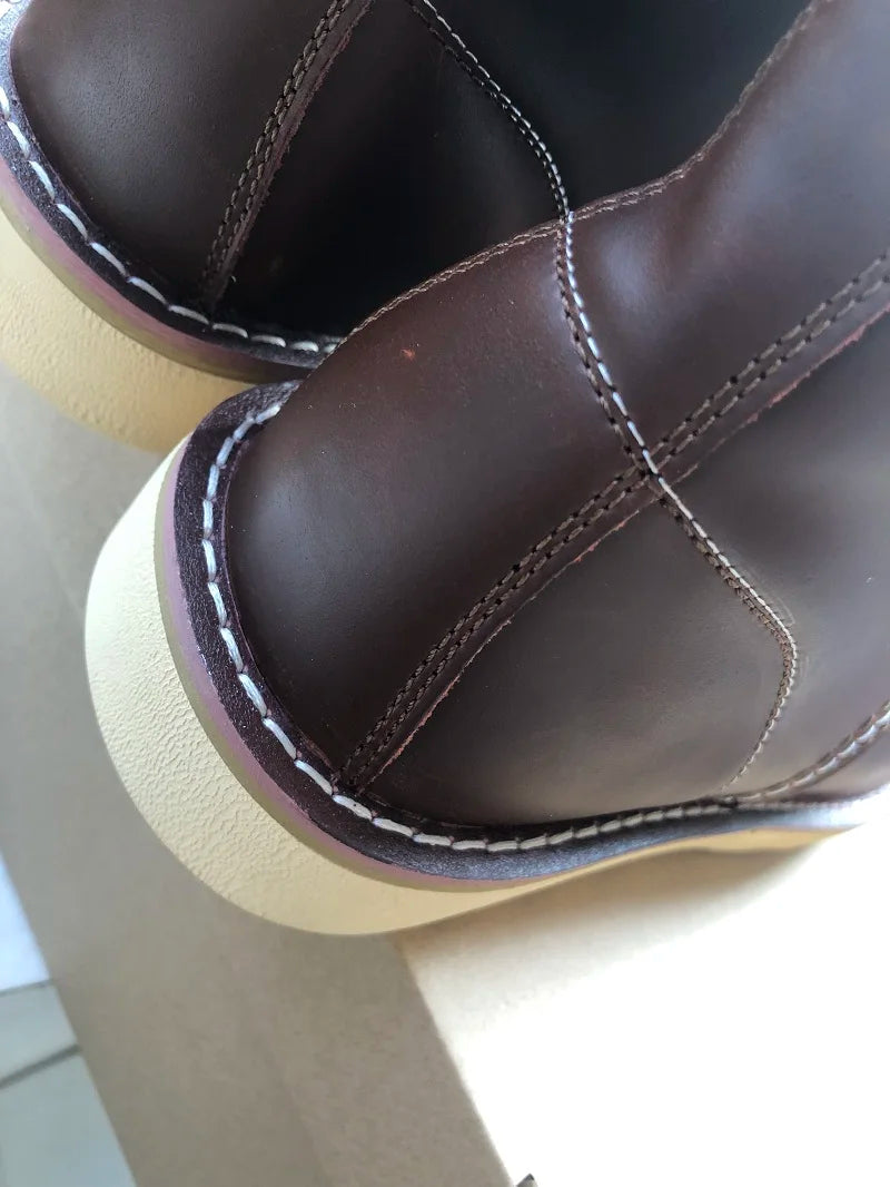 Red Black Winter Mens Shoes Desert Keep Warm Vintage Culture Rookie Men Genuine Leather Motorcycle Boots Men Western