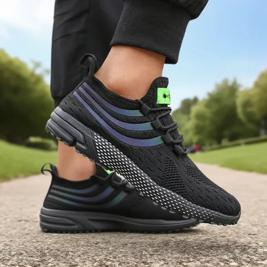 Men's Walking Shoes Lightweight Comfortable Knitted Shoes Fit Snugly Walking Fitness Sneakers Breathable Non Slip Casual Shoes