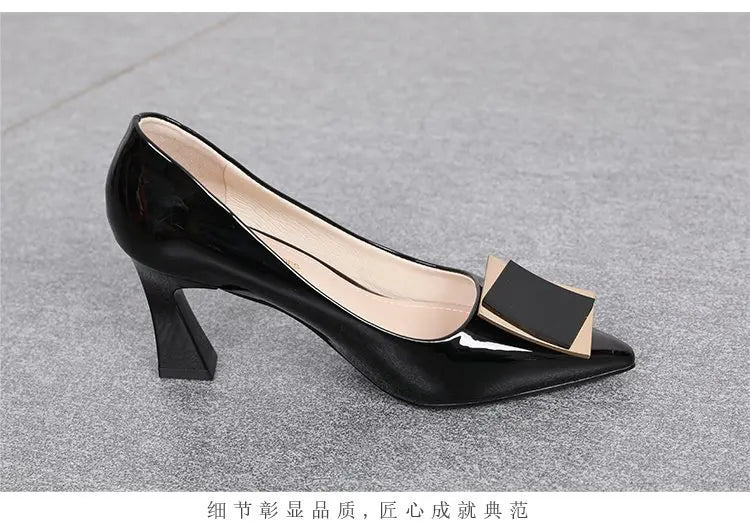 Chunky Platform Pumps Women Pointed Toe  Single Shoes Spring Autumn High Heels Woman Ankle Buckle Thick Heeled  Shoes