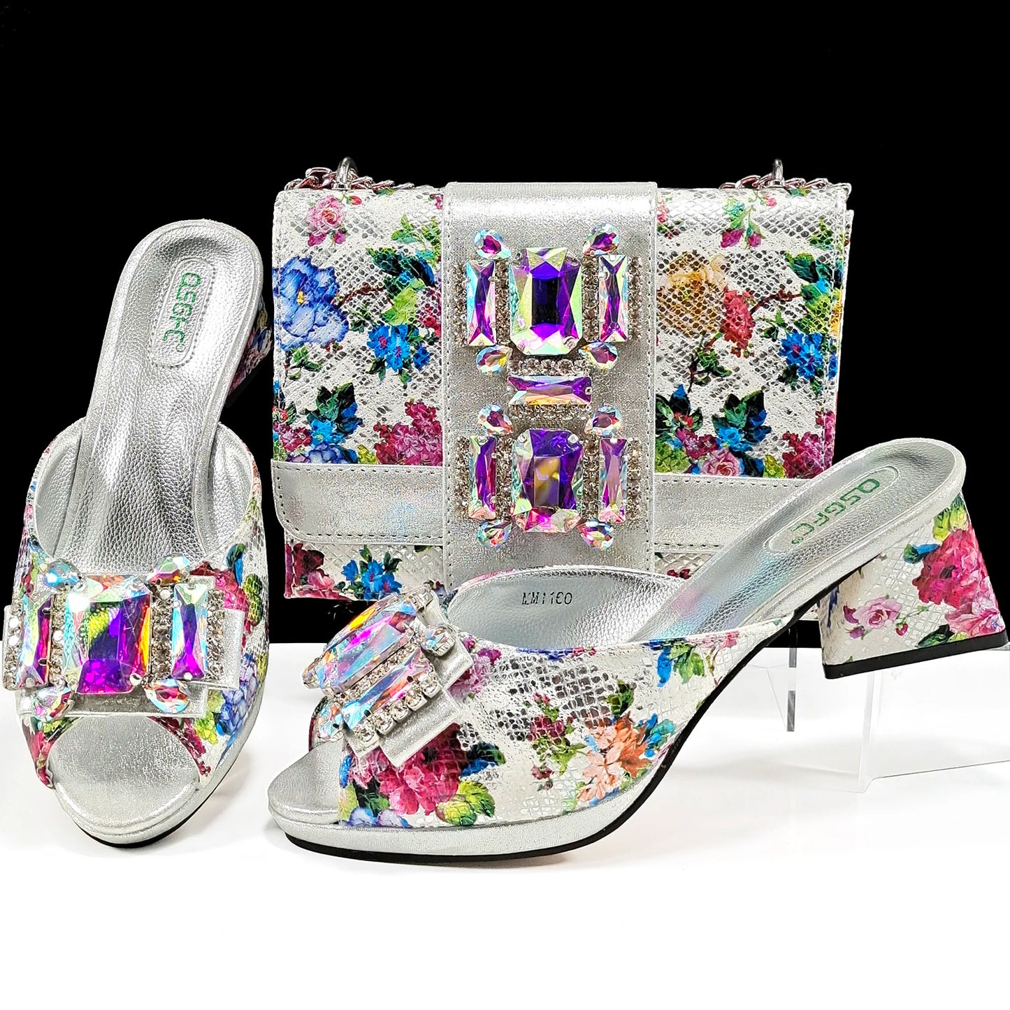 QSGFC Italian Sandals and Bags Matching Set 2025 Women Heel Party for Rose Gold Colour Wedding Bigger Size Thick Heel Shoes